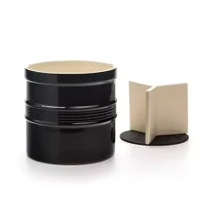 Kirklands Home Kitchen Storage|Ceramic Oversized Crock with Divider Black