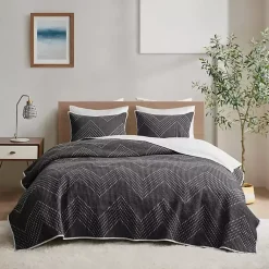 Kirklands Home Bedspreads & Coverlets|Chevron Full/Queen 3-pc. Coverlet Set Black