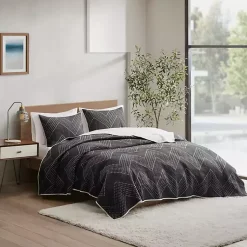 Kirklands Home Bedspreads & Coverlets|Chevron Full/Queen 3-pc. Coverlet Set Black