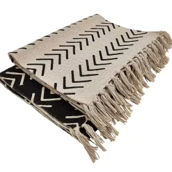 Kirklands Home Table Linens|Chevron Table Runner with Fringe Black