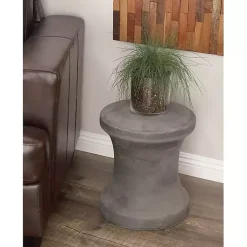 Kirklands Home Outdoor Tables|Clay Hourglass Accent Table Black