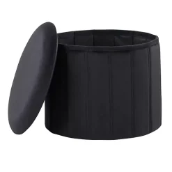 Kirklands Home Benches & Ottomans|Collapsible Storage Ottoman Black
