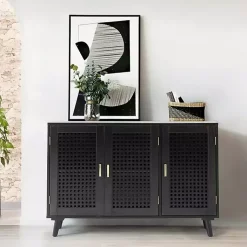 Kirklands Home Cabinets & Sideboards|Contemporary Lattice Doors Sideboard Black
