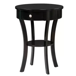 Kirklands Home Accent & End Tables|Curved Legs Round Drawer Accent Table Black