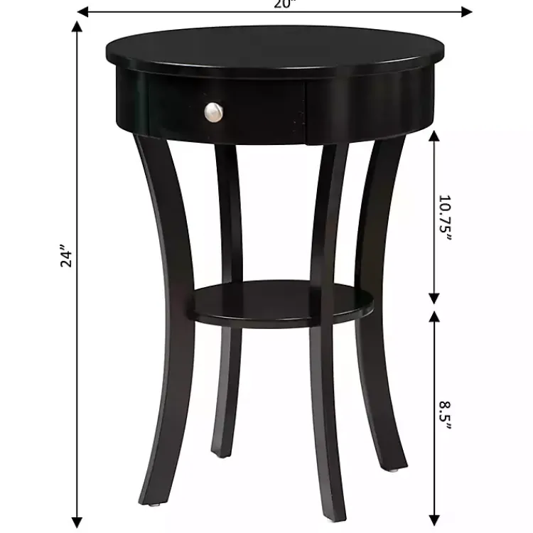 Kirklands Home Accent & End Tables|Curved Legs Round Drawer Accent Table Black