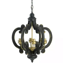 Kirklands Home Chandeliers & Pendant Lighting|Black Distressed Gold Chandelier