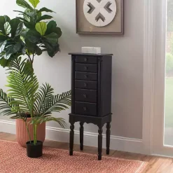 Kirklands Home Dressers & Chests|5-Drawer Ollie Petite Jewelry Armoire Black