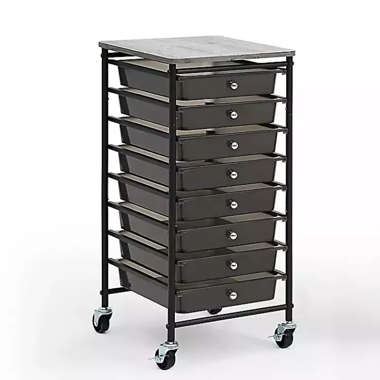 Kirklands Home Office Furniture|8-Drawer Rolling Storage Cart Black