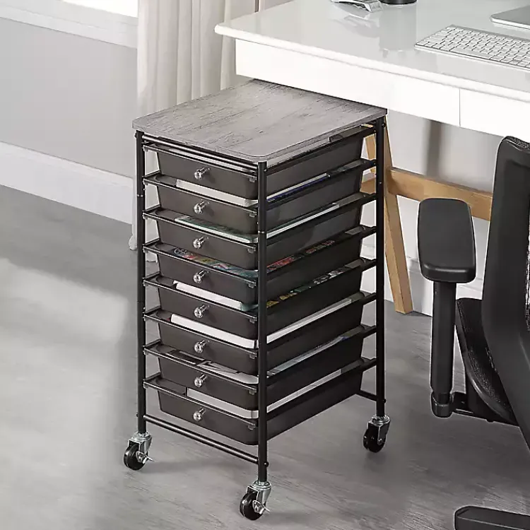 Kirklands Home Office Furniture|8-Drawer Rolling Storage Cart Black