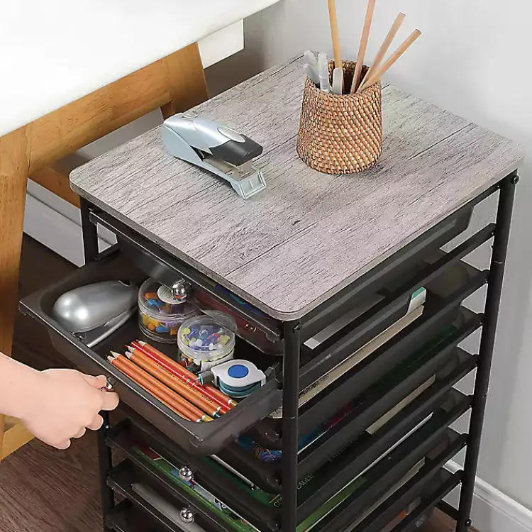 Kirklands Home Office Furniture|8-Drawer Rolling Storage Cart Black