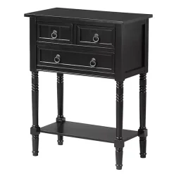 Kirklands Home Accent & End Tables|3-Drawer Turned Legs Accent Table Black