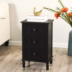 Kirklands Home Accent & End Tables|3-Drawer Winnie Accent Table Black