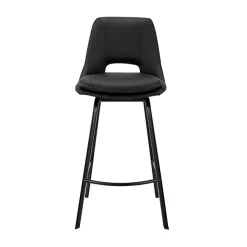 Kirklands Home Bar Stools & Counter Height Stools|Faux Leather Carise Swivel Bar Stool Black