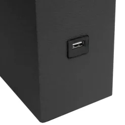 Kirklands Home Table Lamps|Faux Leather Charging Table Lamp Black