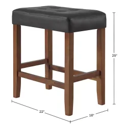 Kirklands Home Bar Stools & Counter Height Stools|Faux Leather Madison Walnut Counter Stool Black