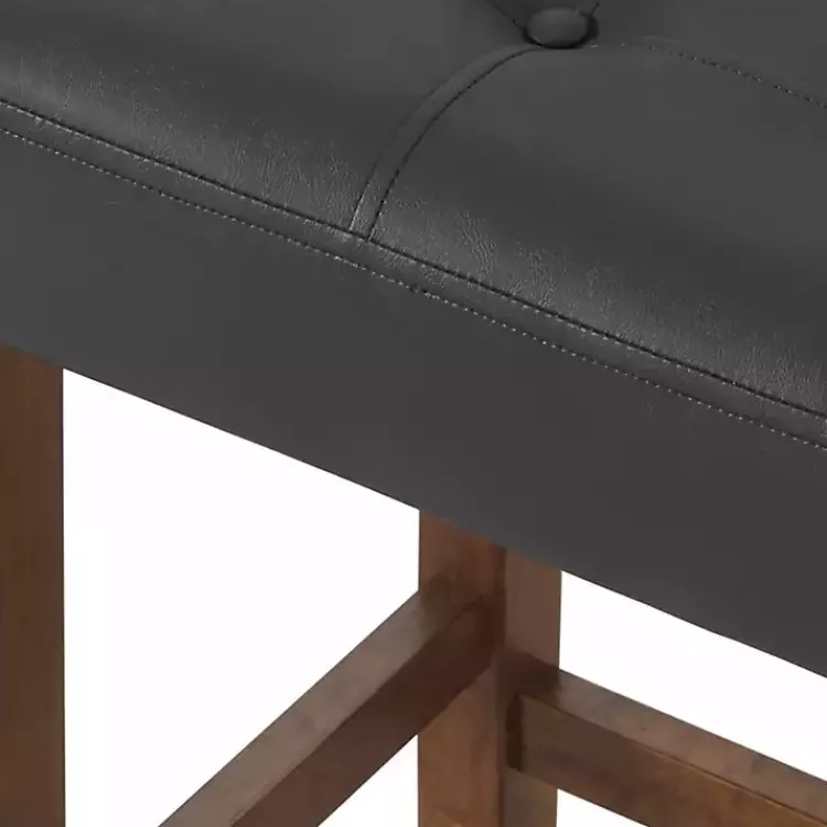 Kirklands Home Bar Stools & Counter Height Stools|Faux Leather Madison Walnut Counter Stool Black