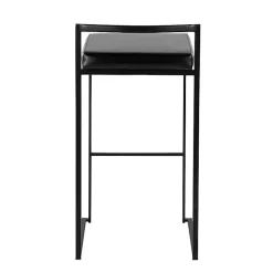 Kirklands Home Bar Stools & Counter Height Stools|Faux Leather Stackable Bar Stools, Set of 2 Black