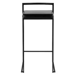 Kirklands Home Bar Stools & Counter Height Stools|Faux Leather Stackable Bar Stools, Set of 2 Black