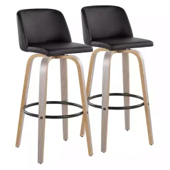 Kirklands Home Bar Stools & Counter Height Stools|Faux Leather Torino Bar Stools, Set of 2 Black