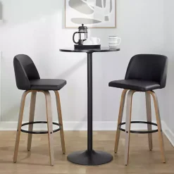 Kirklands Home Bar Stools & Counter Height Stools|Faux Leather Torino Bar Stools, Set of 2 Black