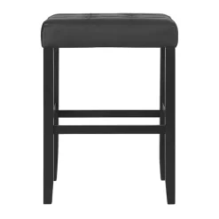 Kirklands Home Bar Stools & Counter Height Stools|Faux Leather Tufted Madison Bar Stool Black