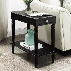 Kirklands Home Accent & End Tables|French Country Single Drawer Accent Table Black