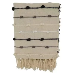 Best Black Gray Dot Striped Throw Blanket Blankets & Throws