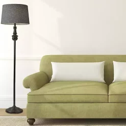 Kirklands Home Floor Lamps|Black Herringbone Floor Lamp Gray