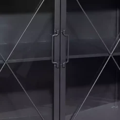 Kirklands Home Cabinets & Sideboards|Iron X-Panel Cabinet Black