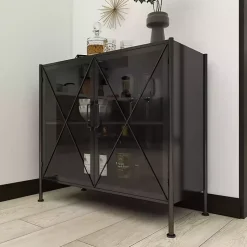 Kirklands Home Cabinets & Sideboards|Iron X-Panel Cabinet Black