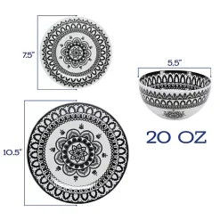 Kirklands Home Dinnerware|Black Lila Patterned 12-pc. Dinnerware Set