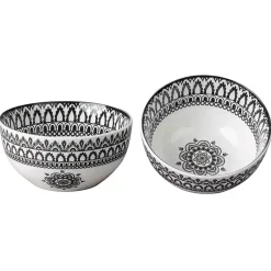 Kirklands Home Dinnerware|Black Lila Patterned 12-pc. Dinnerware Set