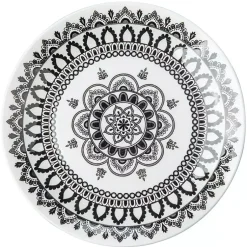 Kirklands Home Dinnerware|Black Lila Patterned 12-pc. Dinnerware Set