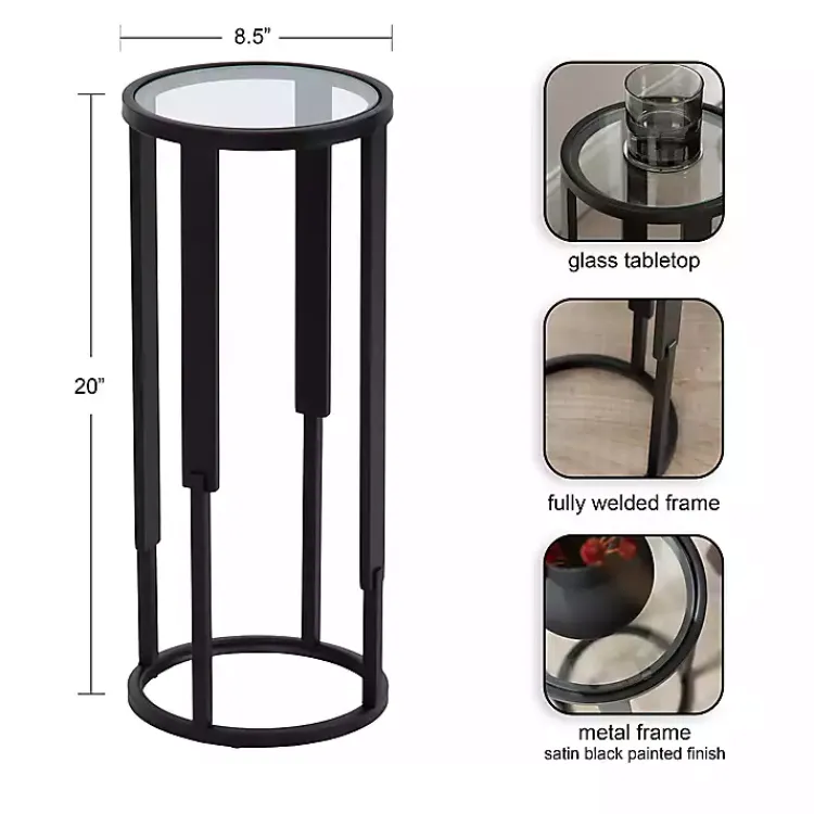Kirklands Home Accent & End Tables|Metal & Glass Ravalli Drink Table Black