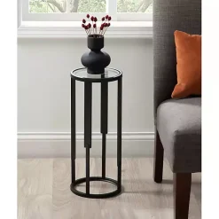 Kirklands Home Accent & End Tables|Metal & Glass Ravalli Drink Table Black