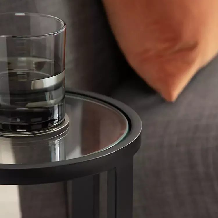 Kirklands Home Accent & End Tables|Metal & Glass Ravalli Drink Table Black