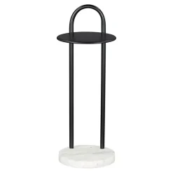 Kirklands Home Accent & End Tables|Black Metal & Marble Loop Accent Table White