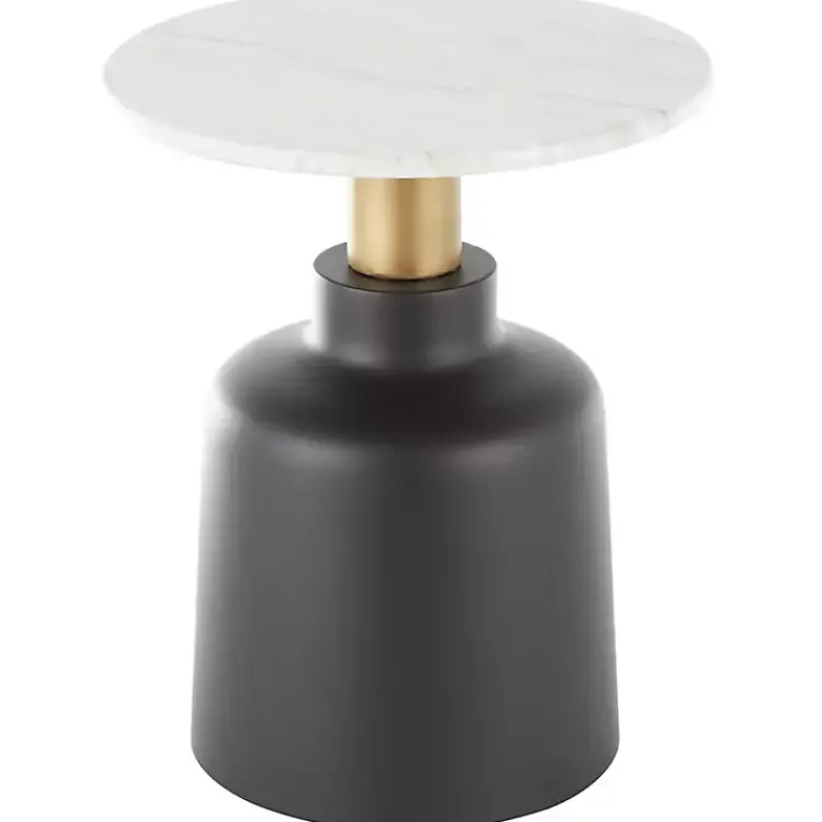Kirklands Home Accent & End Tables|Black Metal & Marble Pedestal Accent Table White