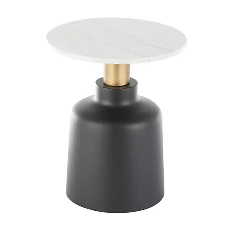 Kirklands Home Accent & End Tables|Black Metal & Marble Pedestal Accent Table White