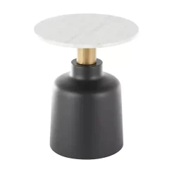 Kirklands Home Accent & End Tables|Black Metal & Marble Pedestal Accent Table White