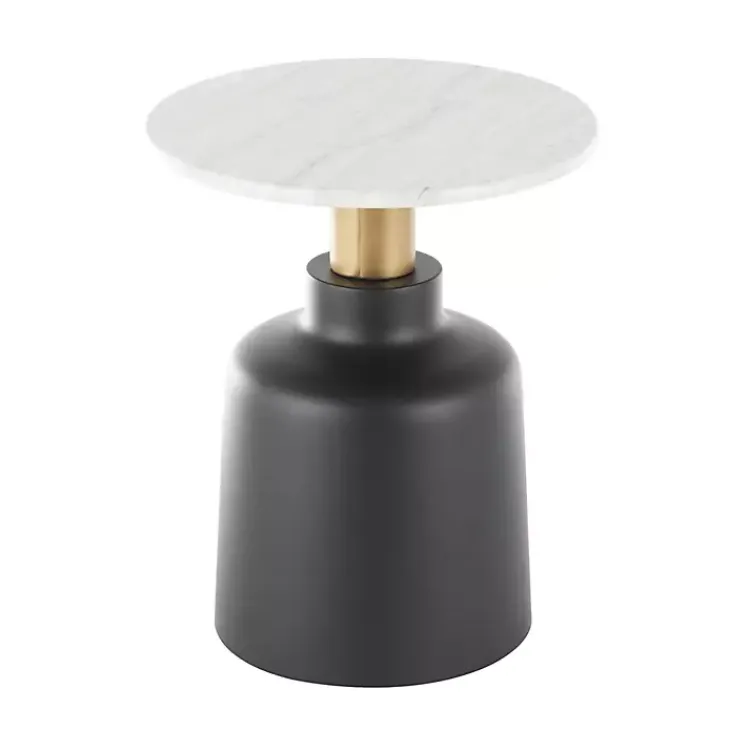 Kirklands Home Accent & End Tables|Black Metal & Marble Pedestal Accent Table White