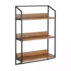 Kirklands Home Shelves|Black Metal & Rustic Wood Tiered Wall Shelf