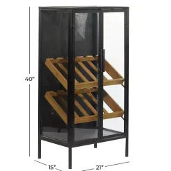 Kirklands Home Kitchen Islands & Bar Carts|Black Metal and Brown Wood Standing Wine Rack