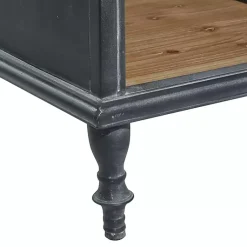Kirklands Home Cabinets & Sideboards|Black Metal and Brown Wood Storage Cabinet