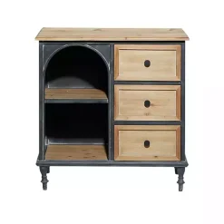 Kirklands Home Cabinets & Sideboards|Black Metal and Brown Wood Storage Cabinet
