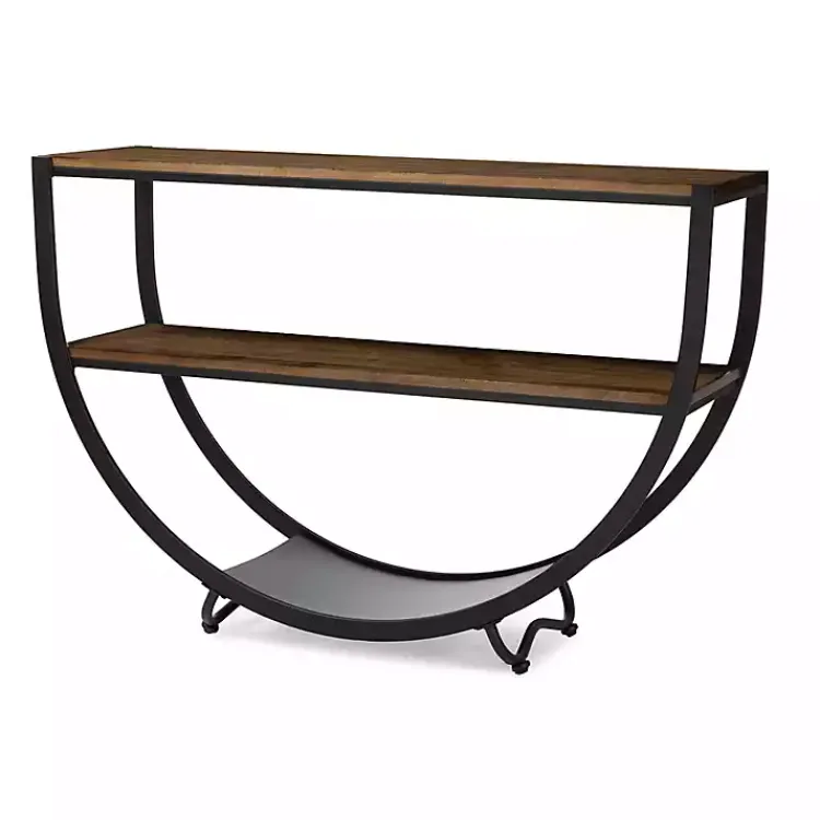 Kirklands Home Console Tables|Black Metal and Rustic Wood Modern Console Table
