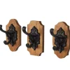 Kirklands Home Hooks|Black Metal and Wood Wall Hooks, Set of 3