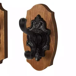 Kirklands Home Hooks|Black Metal and Wood Wall Hooks, Set of 3