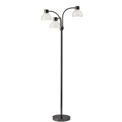 Kirklands Home Floor Lamps|Black Metal 3-Arm Frosted Shade Floor Lamp White