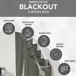Kirklands Home Curtain Rods & Hardware|Black Metal Blackout Finial Curtain Rod, 72 in.